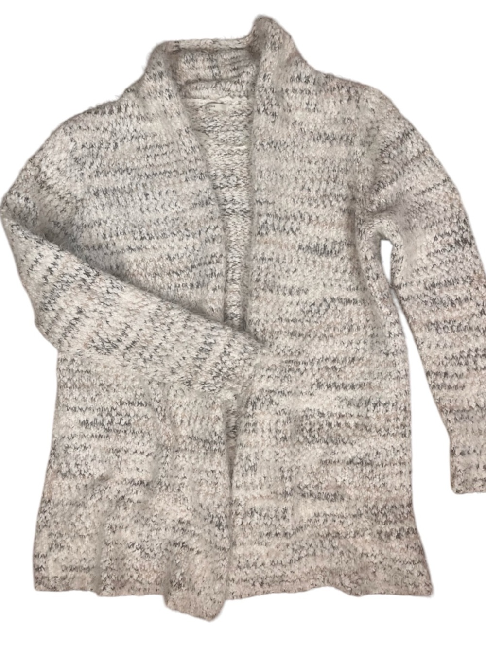 Cato Est 1946 Open Front Knit Cardigan Womens XL Marled Grey White Cozy Soft